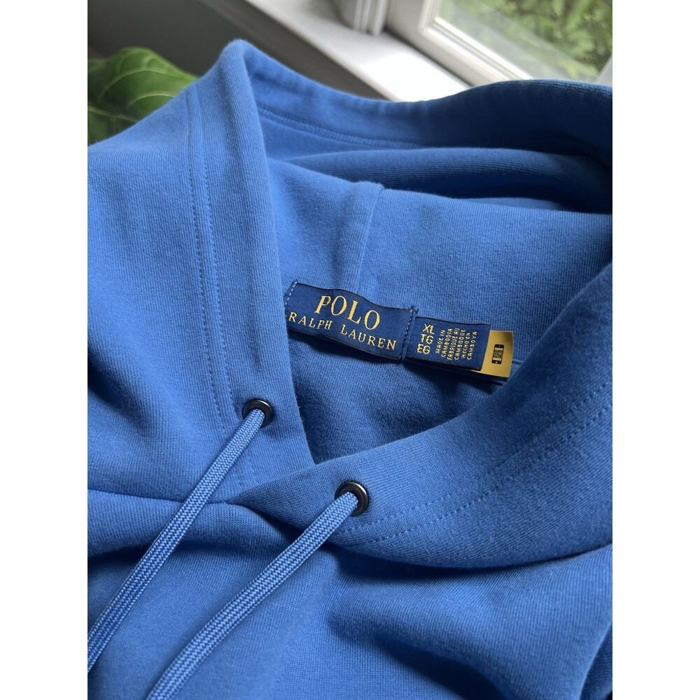 Polo Ralph Lauren Men Double Knit Hoodie Blue Pullover Sweatshirt XL 2024
